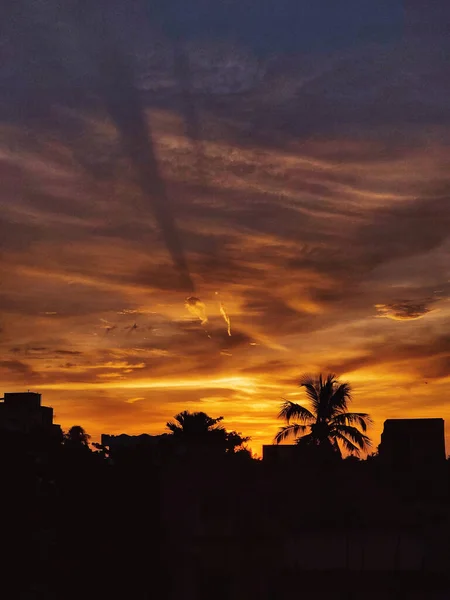 Plano Vertical Hermoso Cielo Durante Puesta Del Sol — Foto de Stock