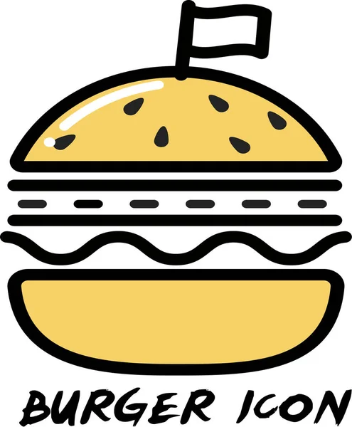 Eine Vektorillustration Des Burger Symbols Isoliert Auf Weißem Hintergrund — Stockvektor