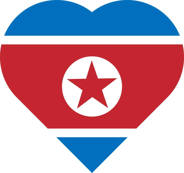 Vector Bandera Nacional Corea Del Norte Forma Corazón Sobre Fondo — Vector de stock