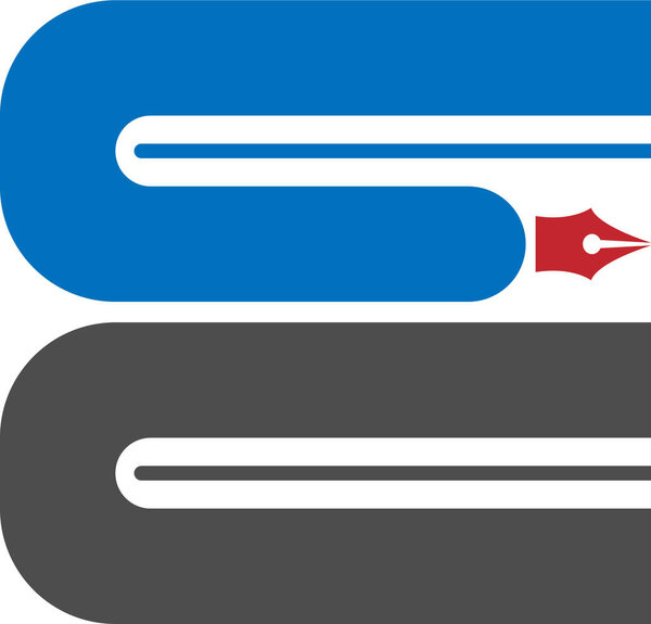 Векторный плоский дизайн буквы E логотип иллюстрации в черно-синих цветах изолированы на белом фоне