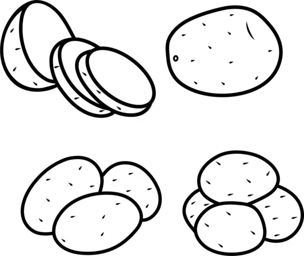 Quatre Formes Différentes Pommes Terre Vecteur Doodle Pour Web Emballage — Image vectorielle