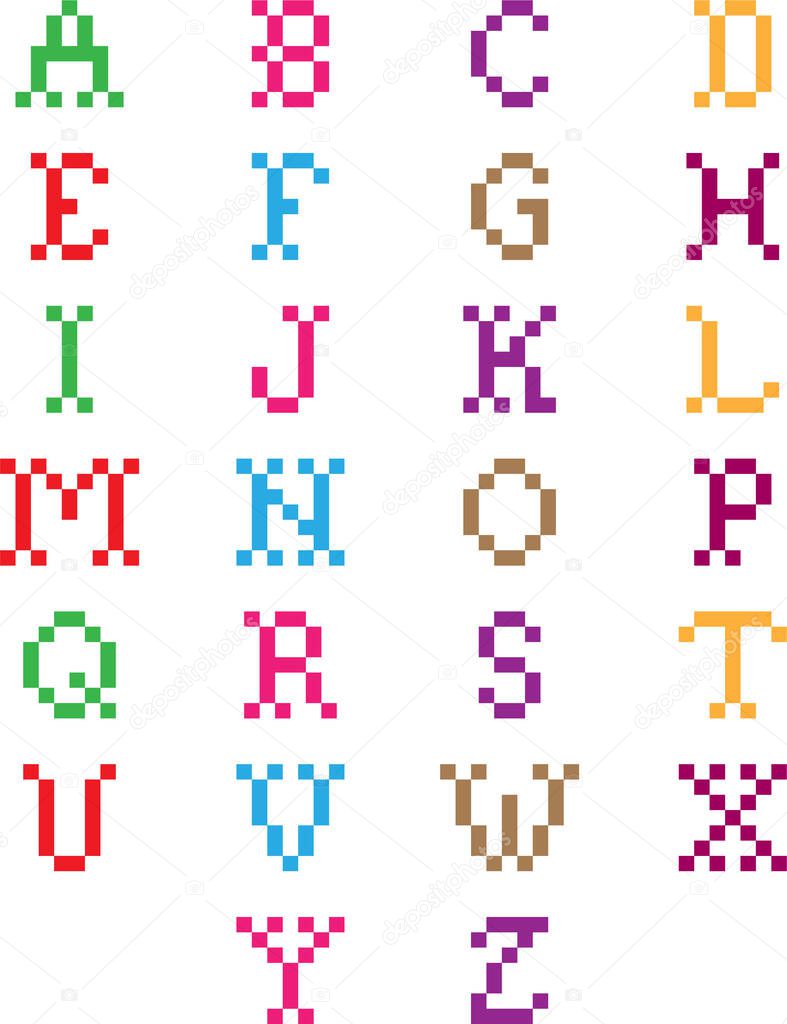 An Alphabet Pixel art vector illustration on a white background