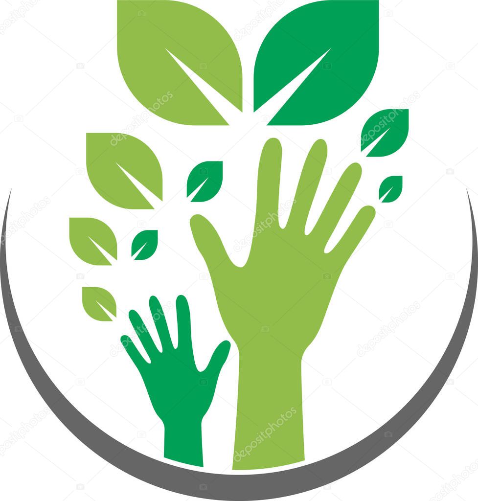 A vector illustration of environmental care represented by human hand and leaves