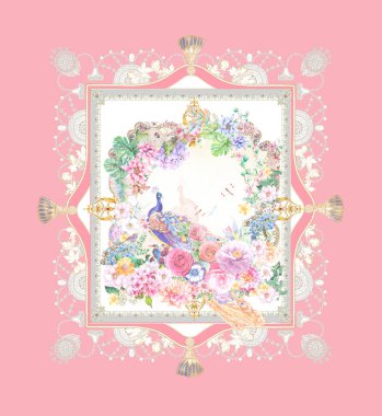 Tekstil, seramik fayanslar ve tasarım için kare suluboya deseni.