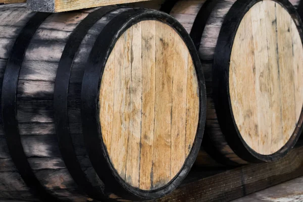 Oak Barrels Stacked Tequila Ready Maturation — Stockfoto