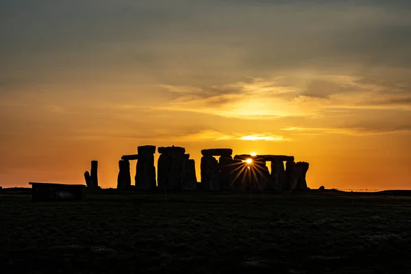 Une Vue Panoramique Sur Stonehenge Beau Coucher Soleil — Photo