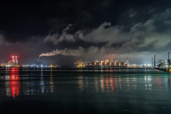 Вид Ночной Порт Саутгемптон Хэмпшире Великобритания — стоковое фото