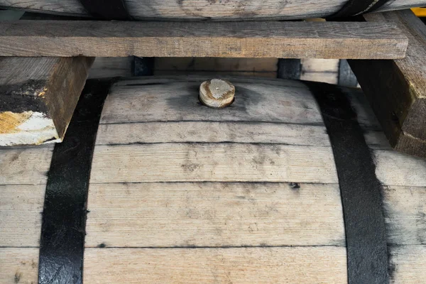 Oak Barrels Stacked Tequila Ready Maturation — Stock Photo, Image