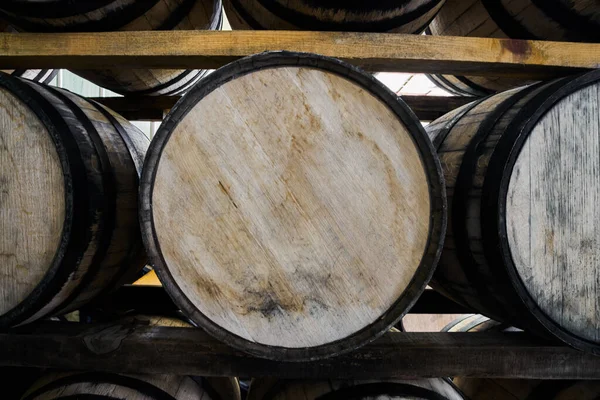 Oak Barrels Stacked Tequila Ready Maturation — ストック写真