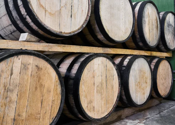 Oak Barrels Stacked Tequila Ready Maturation — Stock Fotó