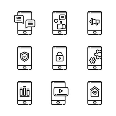 Mobil simgelerin bir vektör illüstrasyonu