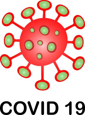 Bir koronavirüs uyarı işaretinin vektör tasarımı. Beyaz arkaplanda siyah 19 metni var.