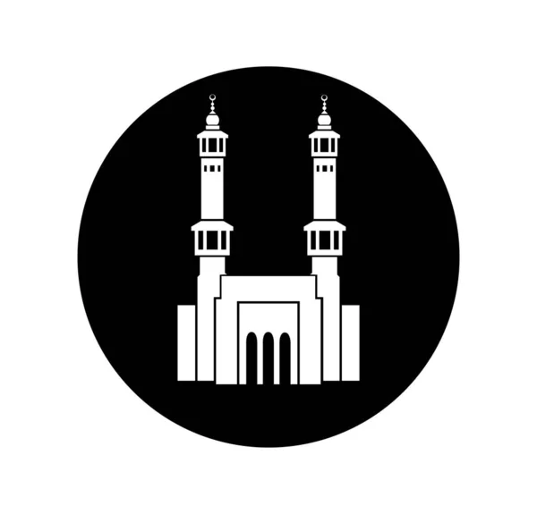 Design Vetorial Ícone Frontal Masjid Haram Fundo Branco — Vetor de Stock