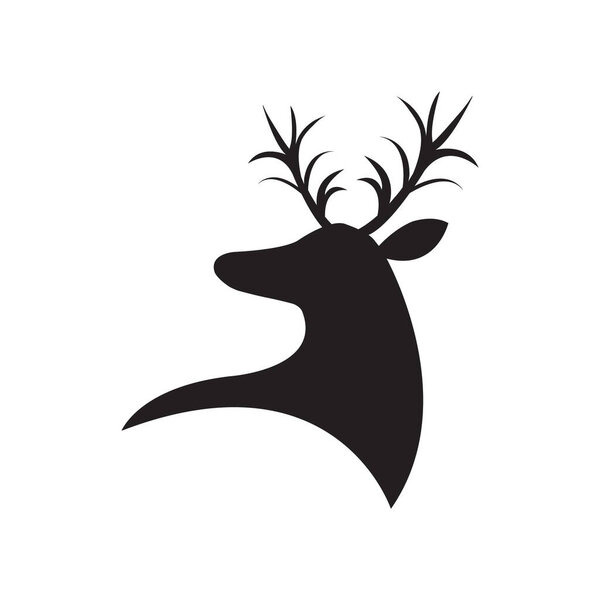 A vector illustration of a black deer icon on a white background
