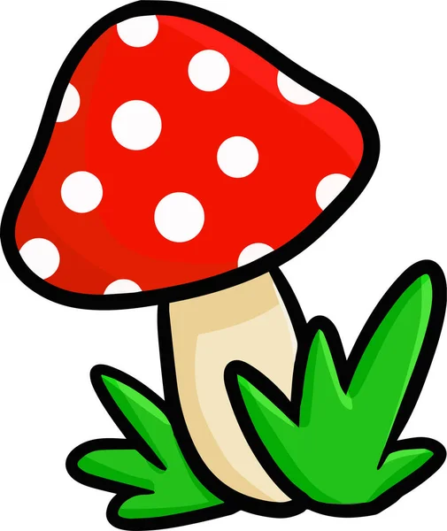 Uma Ilustração Vetorial Cogumelo Amanita Com Pontos Brancos Vermelho Fundo —  Vetores de Stock