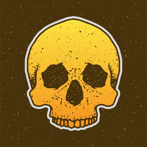 Vector Design Skull Illustration Hand Drawing Style Brown Dotted Background — Stock Vector