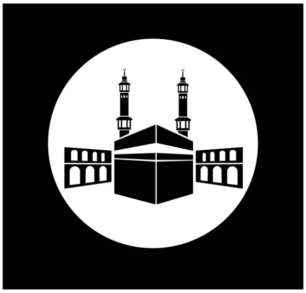 Ein Vektor Design Der Heiligen Kaaba Innerhalb Eines Weißen Kreises — Stockvektor
