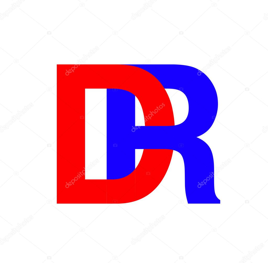 A vector design of DR monogram icon on white background