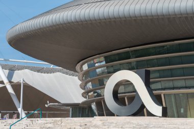 A modern building of Altice Arena in Parque das Nacoes in Lisbon, Portugal clipart
