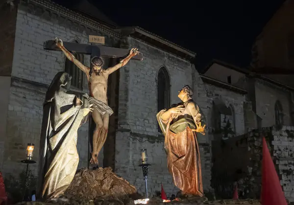 Les Statues Chrétiennes Pendant Semaine Sainte Dans Ville Valladolid Espagne — Photo