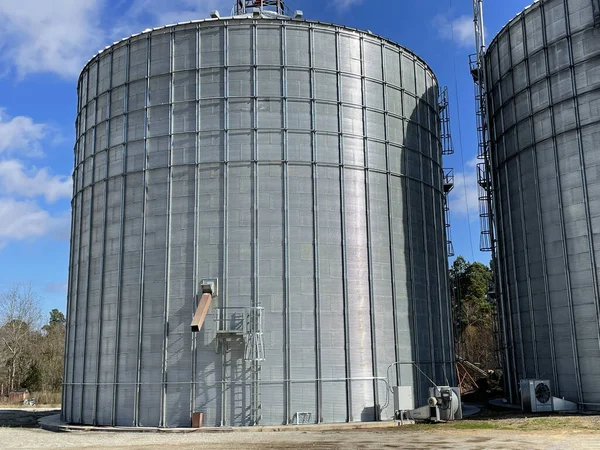 Burke County Usa Industrial Silver Metal Silo Pipe Wall — Stock Photo, Image