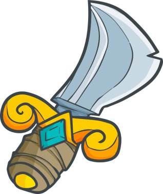 Beyaz arkaplanda süslemeleri olan bir kılıcın vektör çizimi