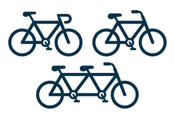 Колекція Велосипедів Гоночним Велосипедом Тандемом Векторні Ілюстрації Ізольовані Білому — стоковий вектор