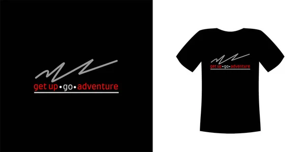 Black Shirt Vektor Design Šedým Klikatým Vzorem Textem Get Adventure — Stockový vektor