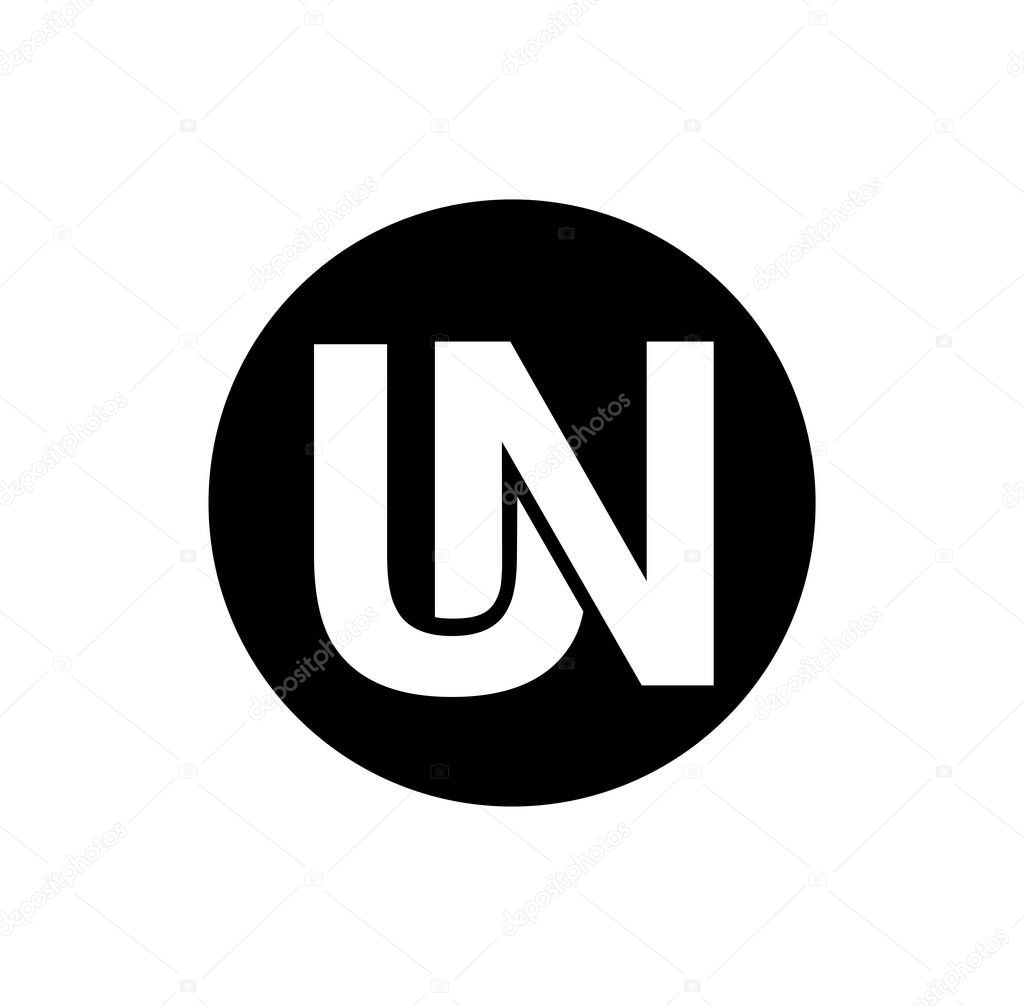 A vector illustration of a monogram of the initial letters of the UN company name