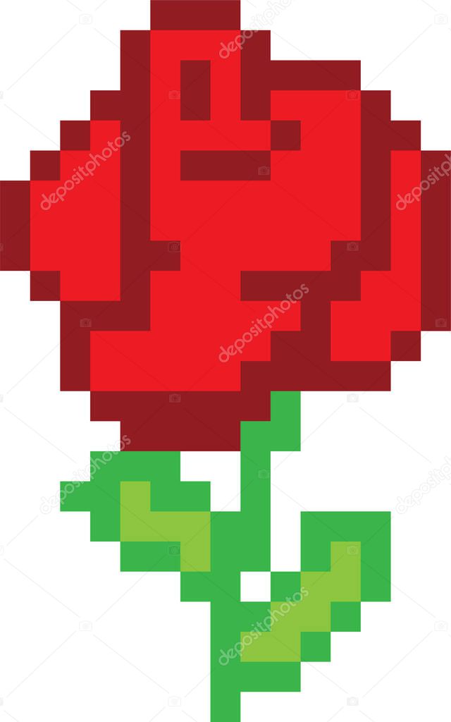 A Rose Pixel art vector illustration on a white background