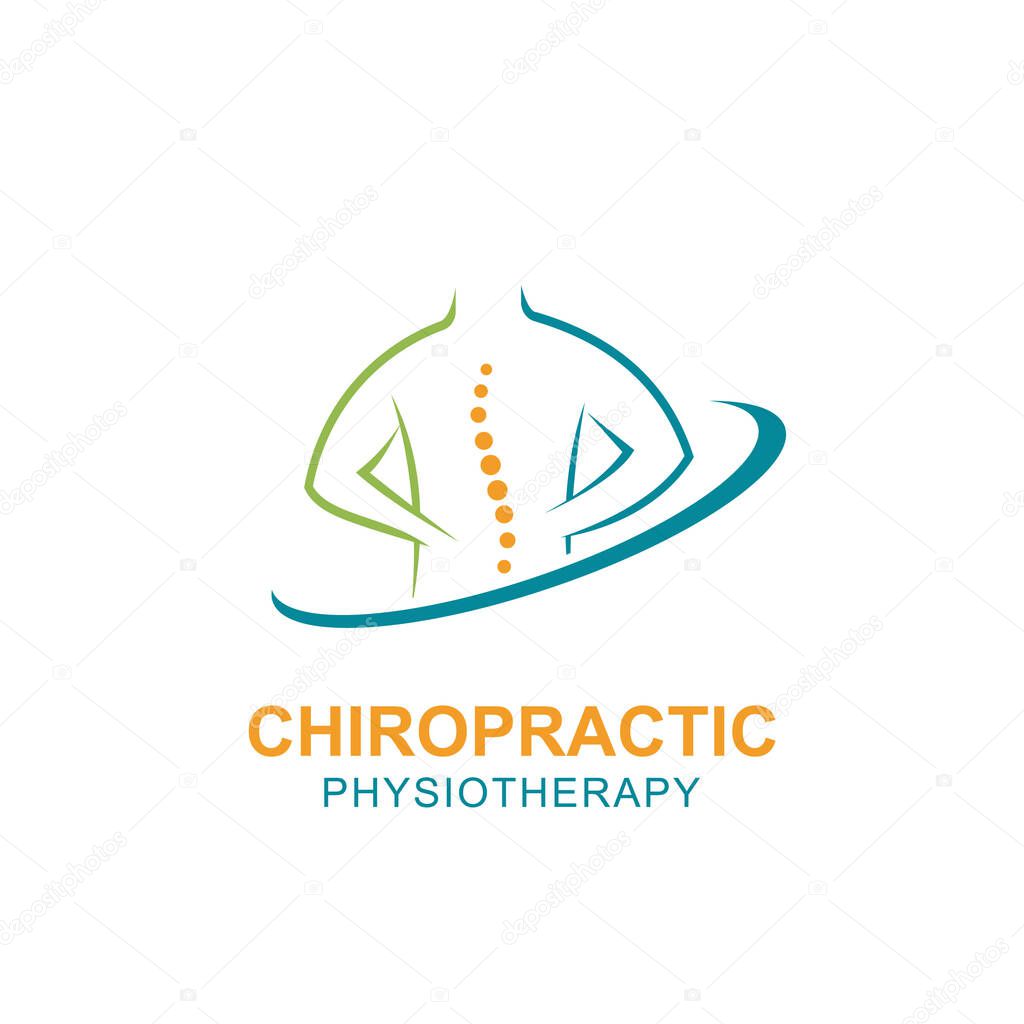 A vector illustration of a chiropractic physiotherapy logo isolated on a white background