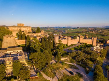 aerial view of the medieval village of Gradara in the province of Pesaro and Urbino Italy