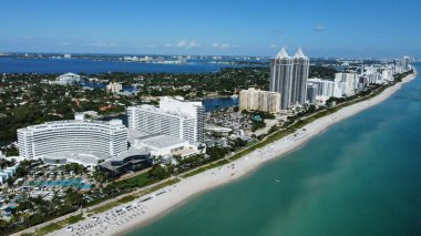 Florida, ABD 'deki Miami kıyı şehrinin hava görüntüsü.