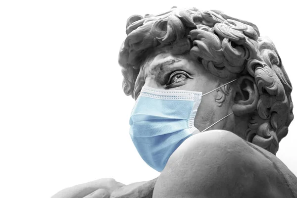 Grayscale Illustration David Michelangelo Face Mask Isolated White Background — Stock Photo, Image