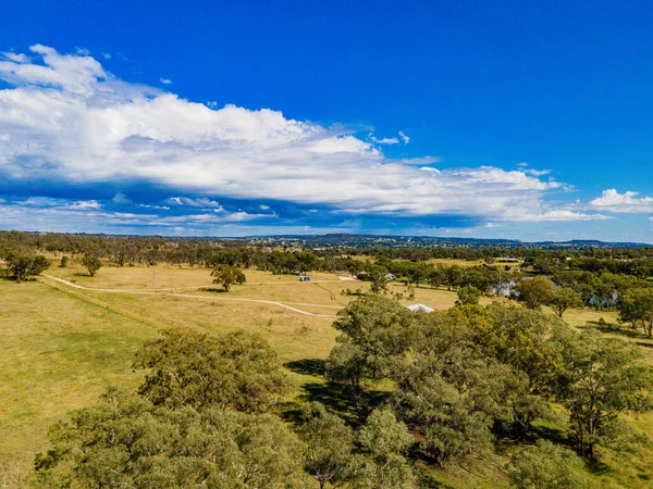 Uma Paisagem Para Lake Inverell Reserve Perto Cidade Rural Inverell — Fotografia de Stock