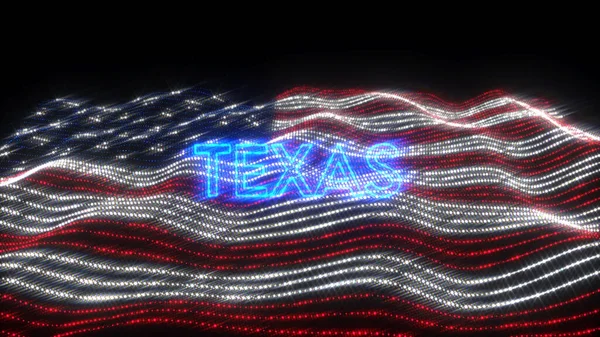 Uma Renderização Estado Dos Eua Texas Letras Néon Com Fundo — Fotografia de Stock