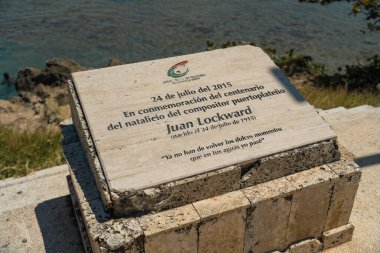 Dominik Cumhuriyeti, Puerto Plata 'da Juan Lockward' ın plaketinin yakın plan çekimi.