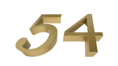 Altın 54 rakamlı metal 3D çizim