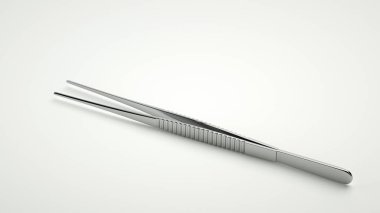 Beyaz arka planda cımbızla yakın çekim.