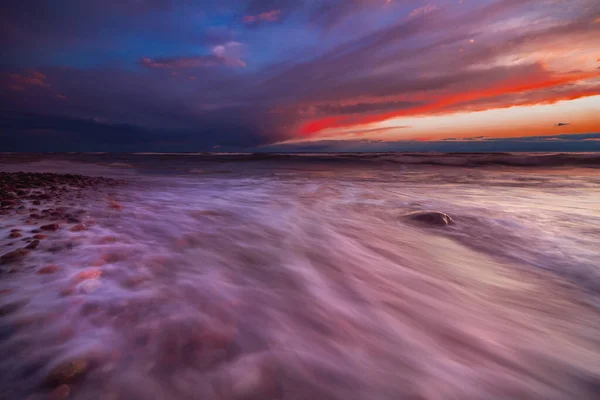 Cliché Fascinant Coucher Soleil Sur Côte Mer Baltique — Photo