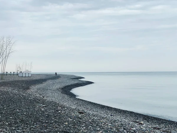 Una Vista Del Paisaje Marino Con Playa Rocosa Vacía Batumi — Foto de Stock