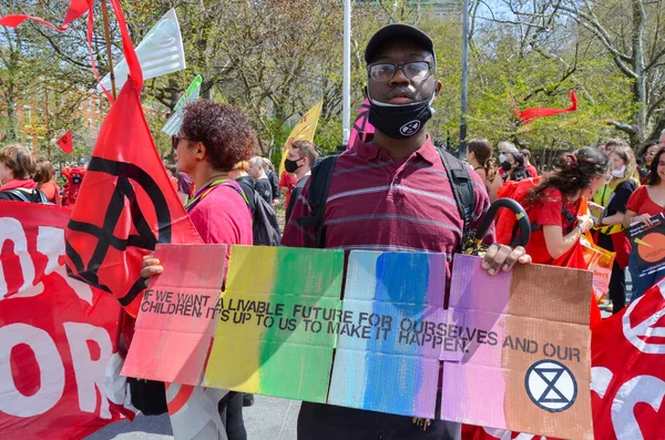 Les Militants Rébellion Extinction Protestant Pour Justice Climatique New York — Photo