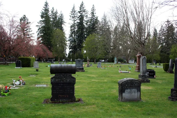 Old Tombstones Cemeteries Graveyard Langley Cemetery British Columbia Canada — Stock Photo, Image