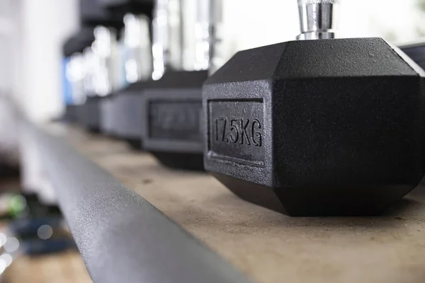 Selective Focus Shot Dumbbells Gym — Stock Photo, Image