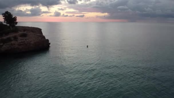 Antenn Video Panorering Över Havet Mallorca Stranden — Stockvideo