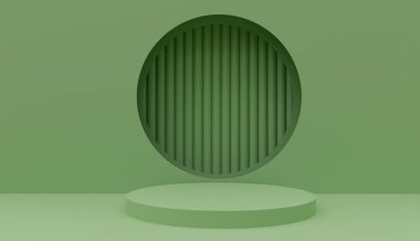 Ürün gösterimi için üç boyutlu yeşil podyum