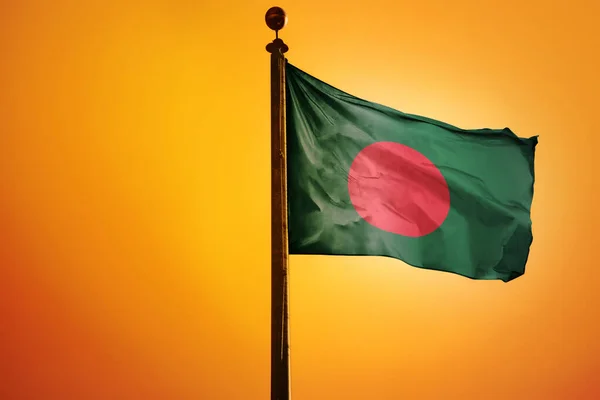 Egy Digitális Illusztráció Zászlót Banglades Integetett Ellen Világos Sárga — Stock Fotó