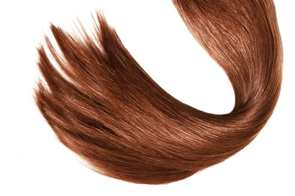 Güzel Yumuşak Sağlıklı Kahverengi Saçlı Bir Tel Beyaz Arka Planda — Stok fotoğraf
