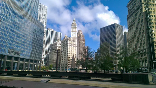 Bouw Panorama Van Winderige Stad Chicago Illinois Verenigde Staten America — Stockfoto