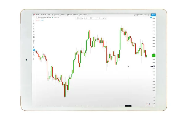 Tablet Com Índice Exchange Trading Forex Finance Graph Tela Isolada — Fotografia de Stock